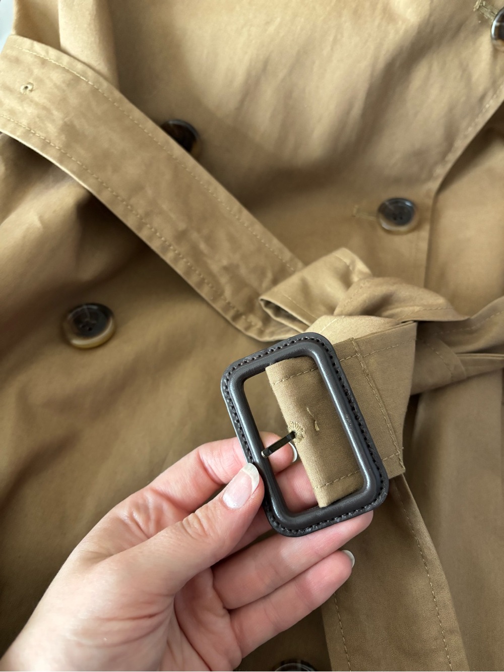 J. Crew Iconic Classic Tan Trench Coat Belted Double-Breasted Fall Jacket Size 6 - Picture 7 of 8